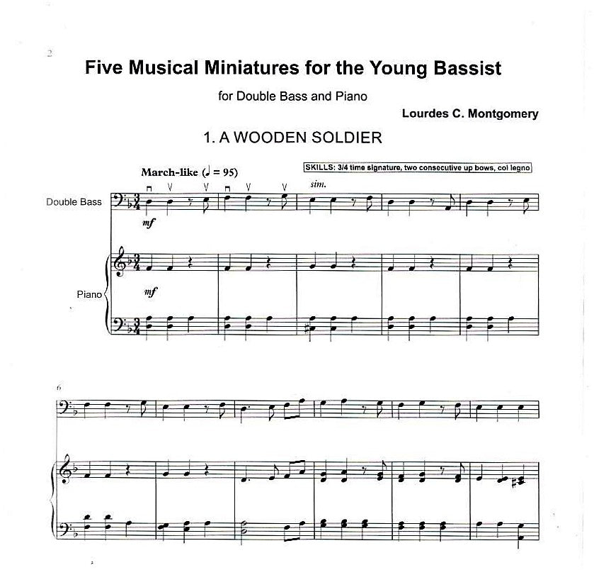 Lourdes C. Montgomery: Five Musical Miniatures for the Young Bassist for double bass and piano