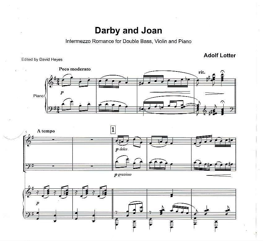 Lotter: Darby and Joan for double bass, violin & piano