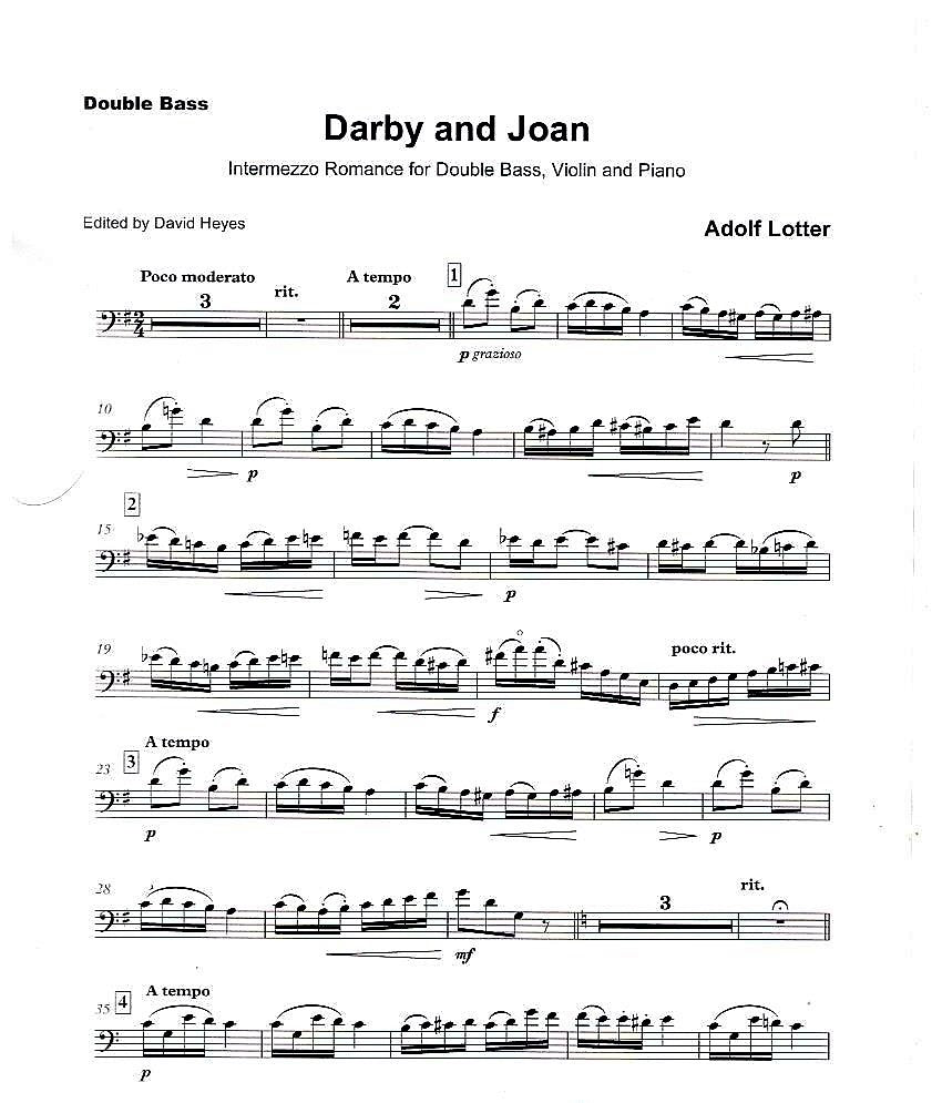 Lotter: Darby and Joan for double bass, violin & piano