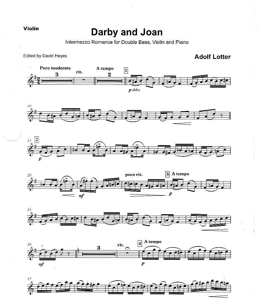 Lotter: Darby and Joan for double bass, violin & piano