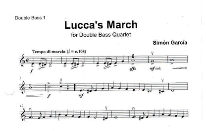 Simón García: Lucca's March for double bass quartet