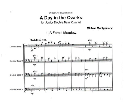 Michael Montgomery: A Day in the Ozarks for Junior Double Bass Quartet