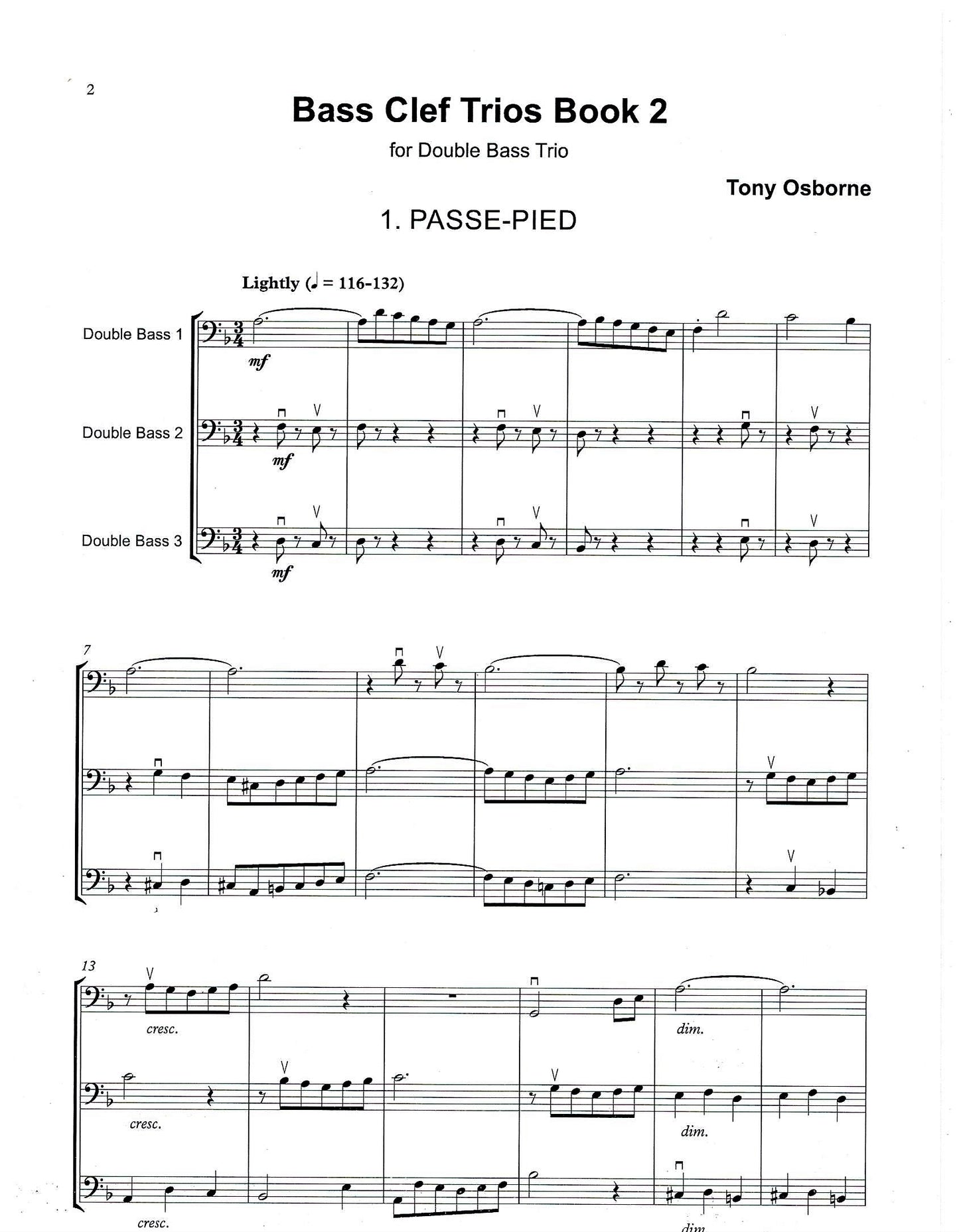 Tony Osborne: Bass Clef Trios Book 2 for double bass trio