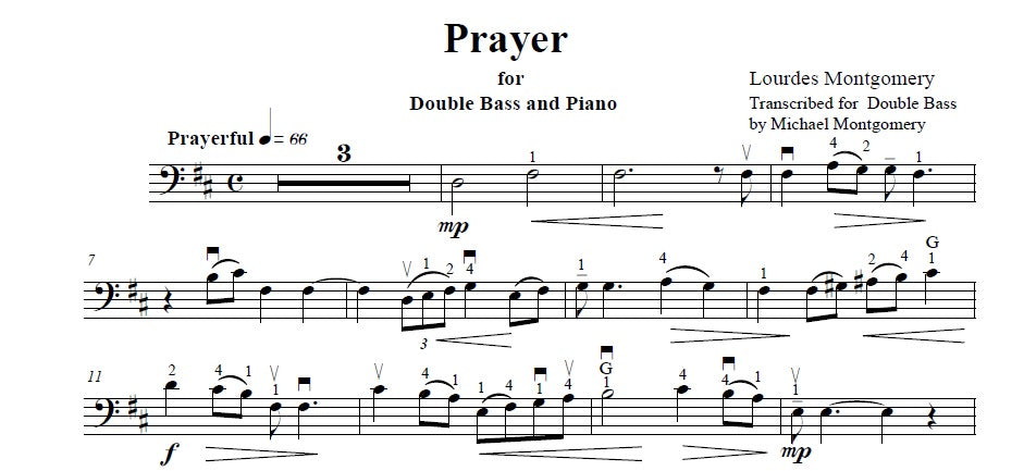 Lourdes Montgomery: Prayer for Double Bass and Piano