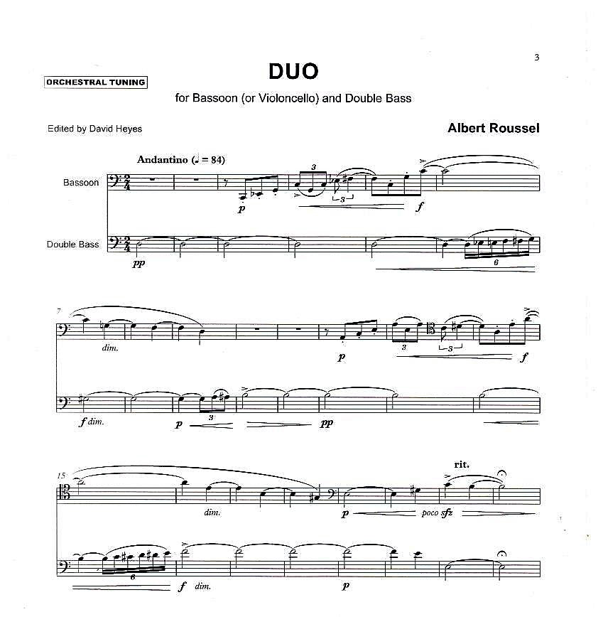 Albert Roussel: Duo for bassoon (or violoncello) & double bass
