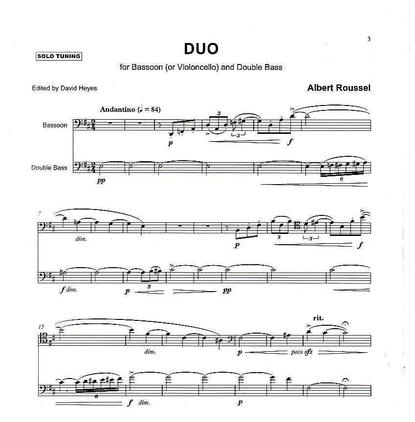 Albert Roussel: Duo for bassoon (or violoncello) & double bass