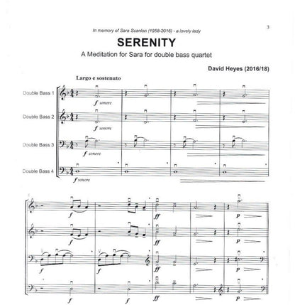 David Heyes - Serenity: a Meditation for Sara for double bass quartet