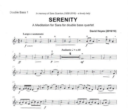David Heyes - Serenity: a Meditation for Sara for double bass quartet