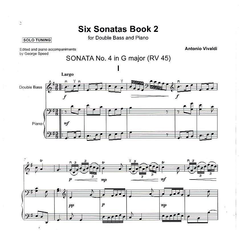 Vivaldi: Sonatas 1-6 for double bass & piano (Solo Tuning) (arranged by George Speed)