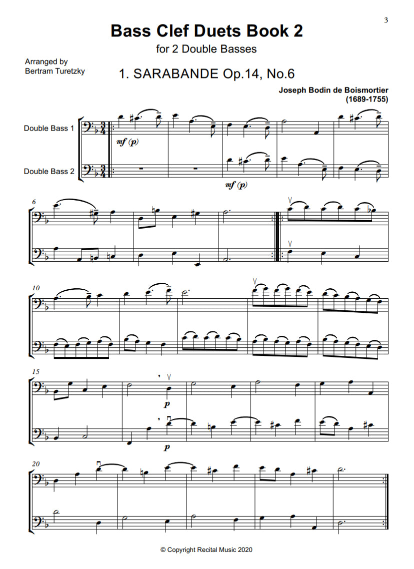 Bass Clef Duets Book 2 for 2 double basses (arranged by Bertram Turetzky)