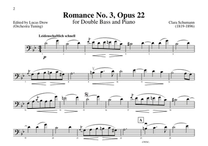 Clara Schumann: Romance No. 3 from Three Romances, Op. 22 for double bass and piano (edited by Lucas Drew)
