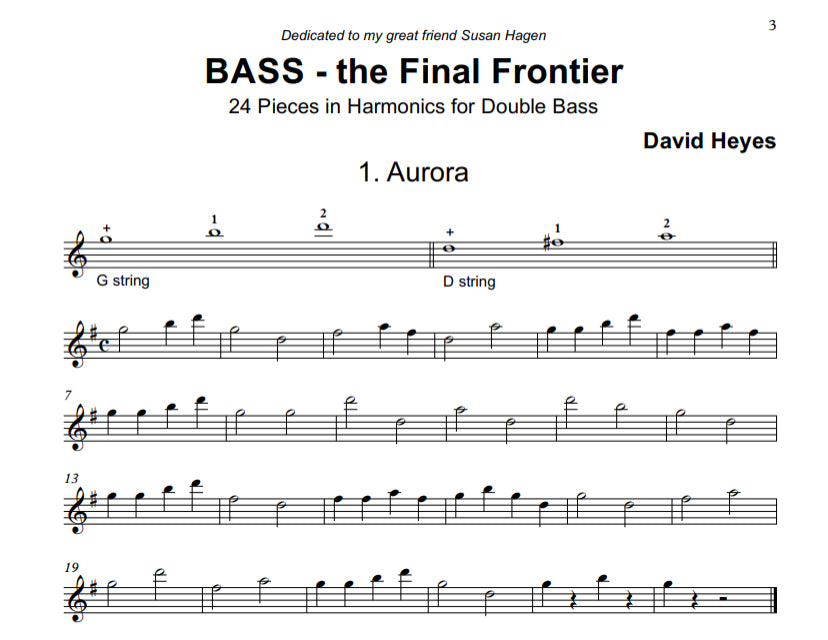 David Heyes: BASS - the Final Frontier: 24 Pieces in Harmonics for Double Bass