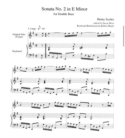 Eccles: Sonata No. 2 in E minor for double bass and piano (edited by Lucas Drew)