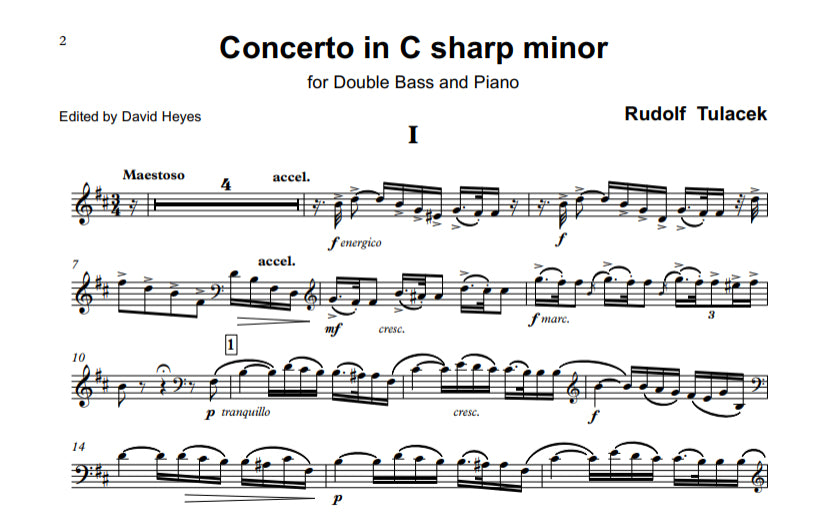 Rudolf Tuláček: Concerto in C sharp minor for double bass & piano (solo tuning)