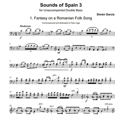 Simón García: Sounds of Spain 3 for unaccompanied double bass