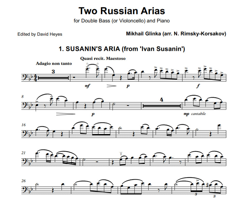 Transcription Series Book 1 (arranged by David Heyes) for double bass & piano