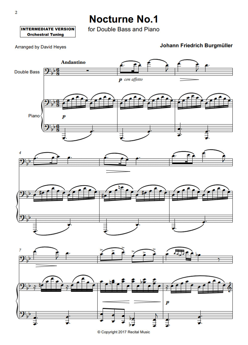 Transcription Series Book 1 (arranged by David Heyes) for double bass & piano