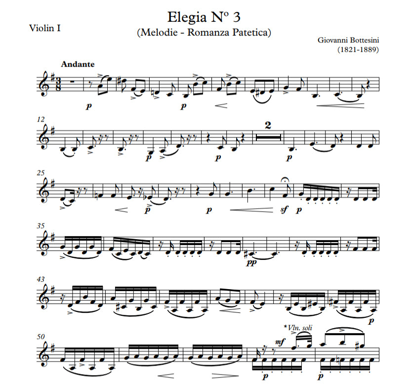 Bottesini: Elegia No. 3 (Romanza Patetica - Melodie in E) for double bass and string quintet or string orchestra (Soteldo)