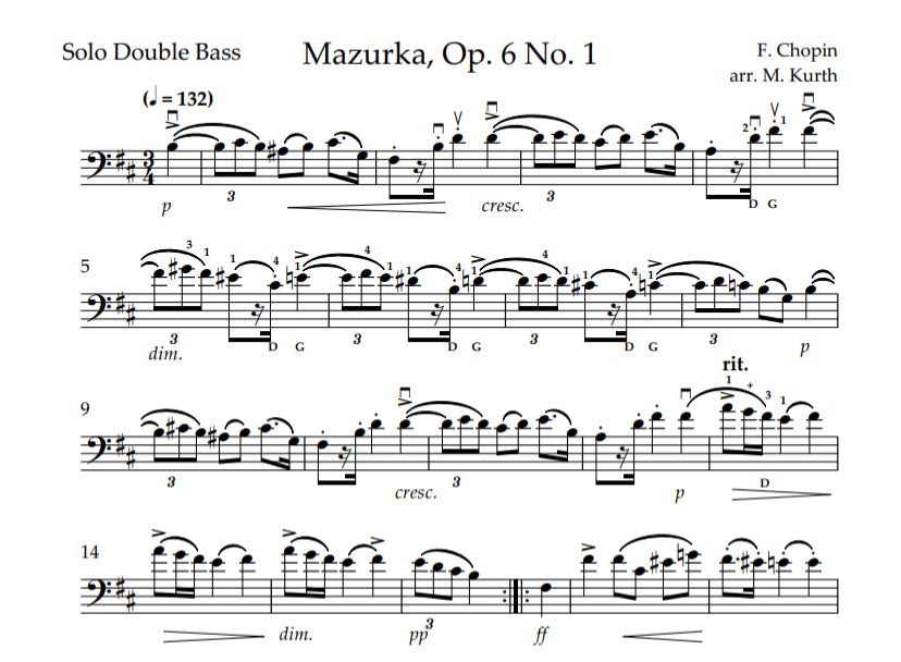 Chopin: 7 Mazurkas for double bass and piano (arr. by Michael Kurth)