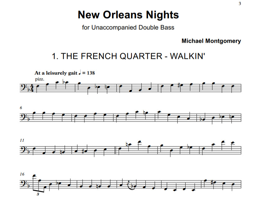 Michael Montgomery: New Orleans Nights for unaccompanied double bass