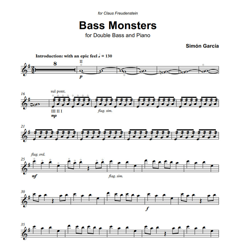 Simón García: Bass Monsters for double bass & piano