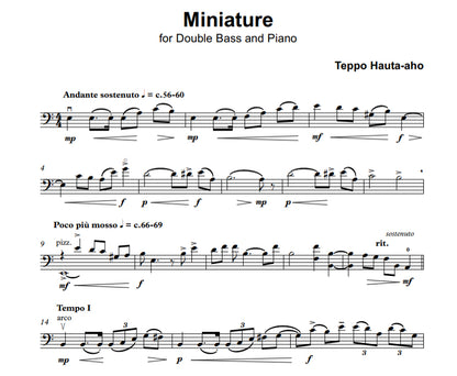 Teppo Hauta-aho: Miniature for double bass & piano