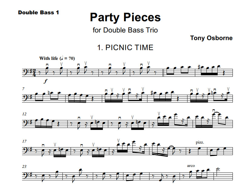 Tony Osborne: Party Pieces for double bass trio