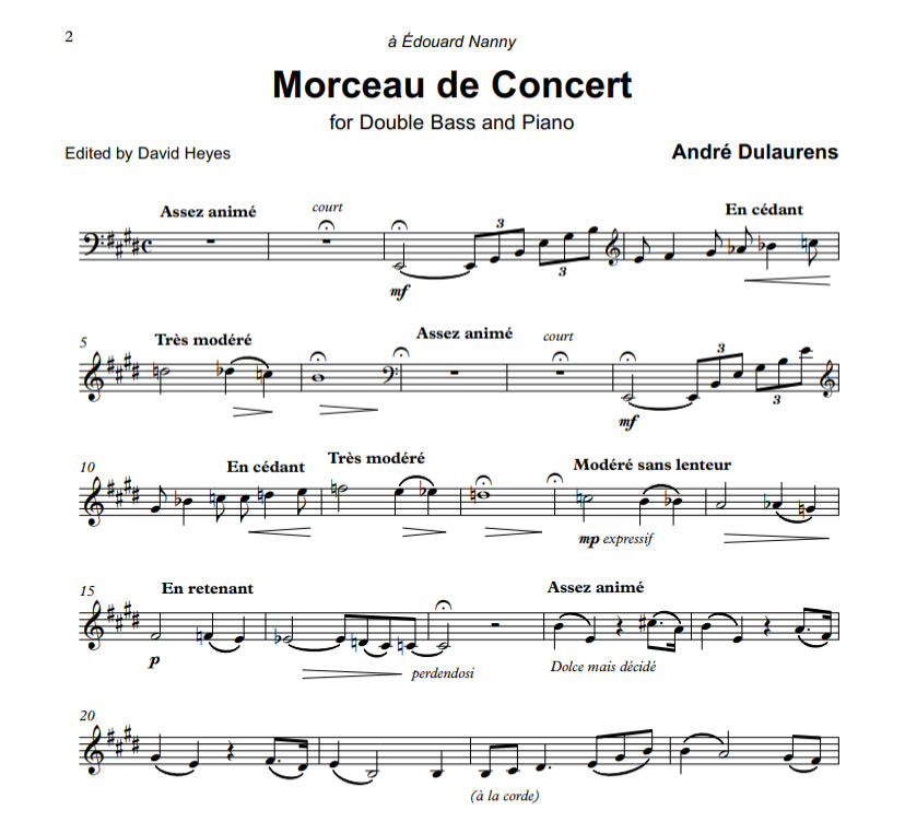 André Dulaurens: Morceau de Concert for double bass & piano