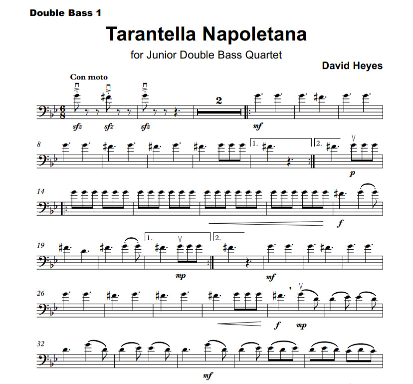 David Heyes: Tarantella Napoletana for the progressing young bass quartet