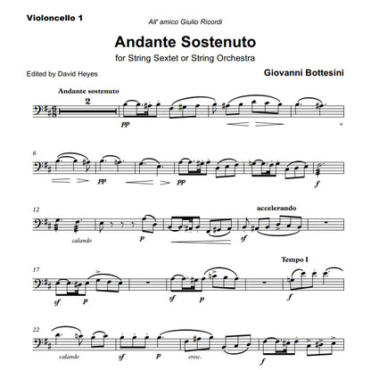 Giovanni Bottesini: Andante Sostenuto for string sextet (2 vln, vla, 2 vcl, db) for string orchestra
