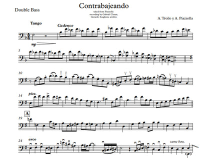 Piazzolla: Contrabajeando for String Tango Quintet (arranged by Guillermo Soteldo)