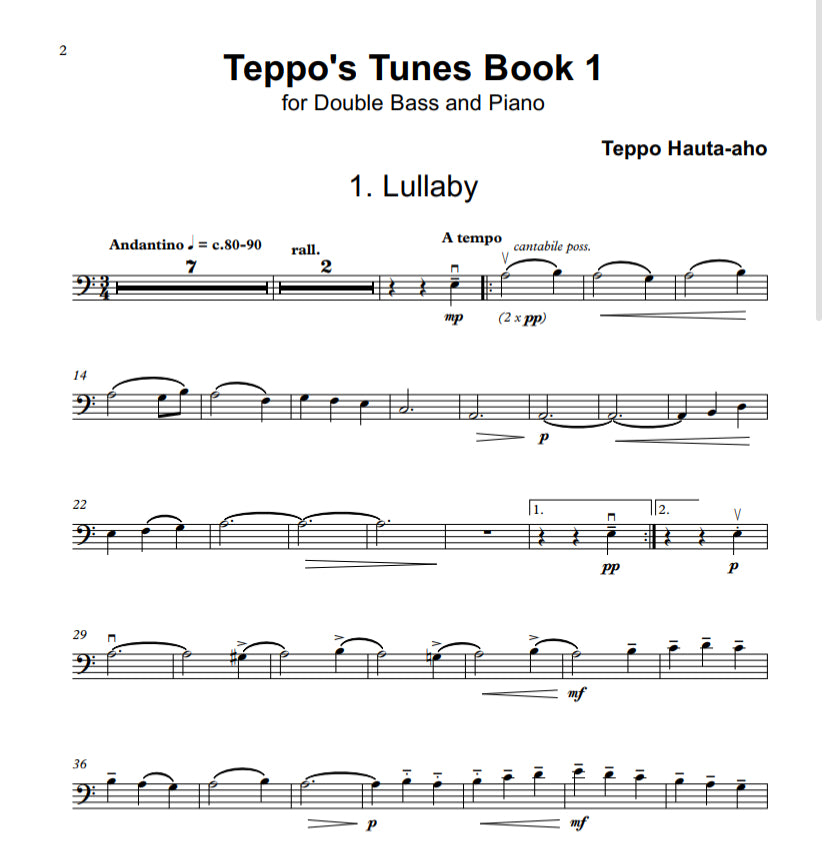 Teppo Hauta-aho: Teppo's Tunes Book 1 for double bass & piano