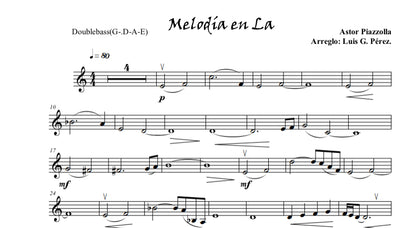 Piazzolla: Melodia en La for double bass and piano (arranged by Luis G. Pérez)
