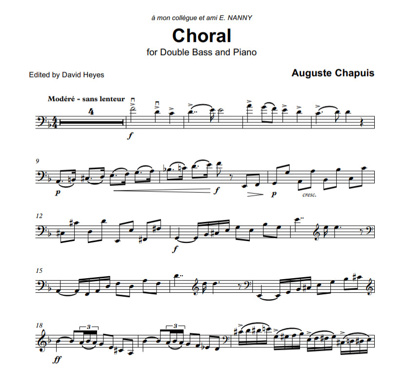 Auguste Chapuis: Choral for double bass & piano