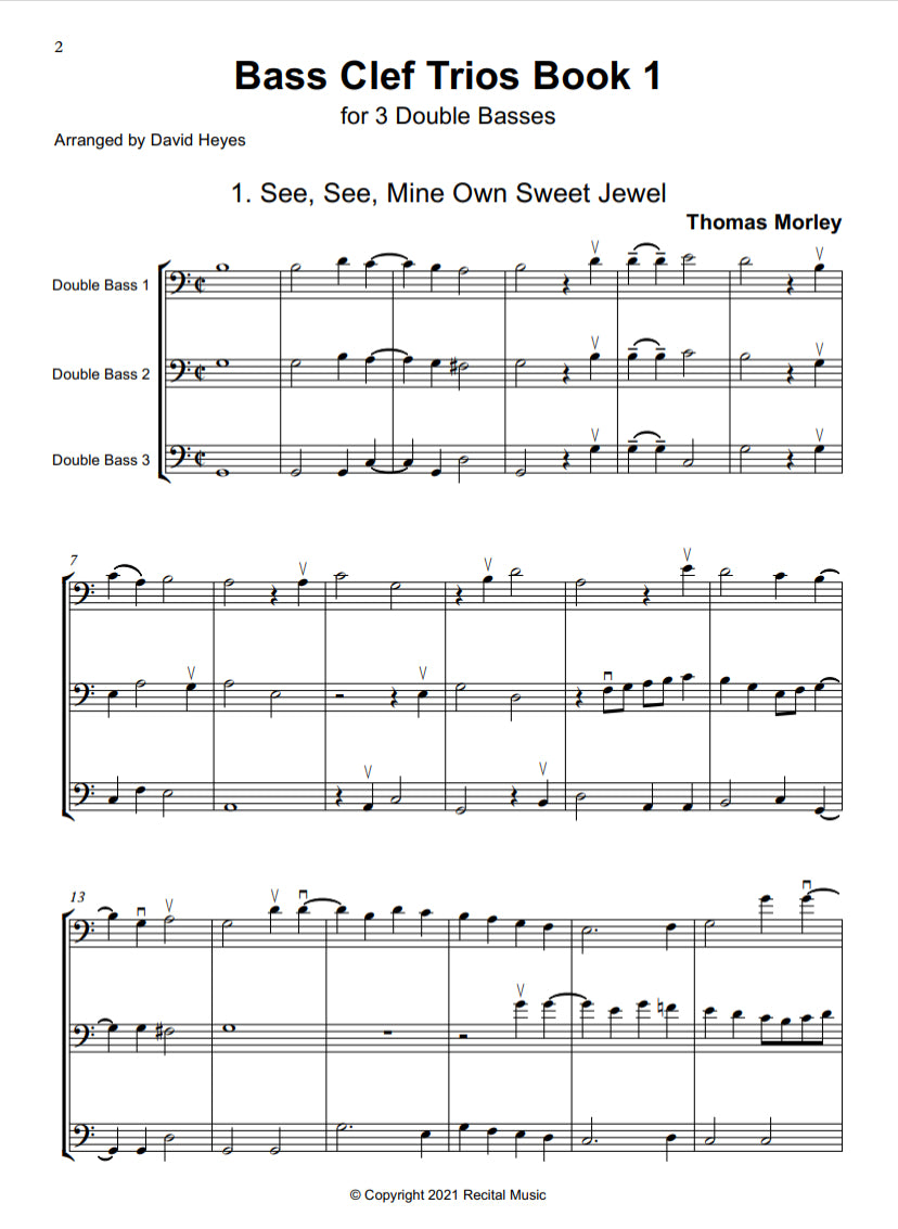 Bass Clef Trios Book 1 for 3 double basses (arranged by David Heyes)