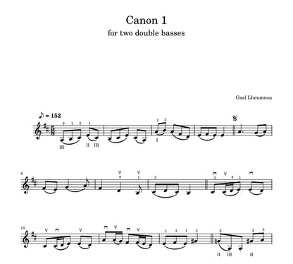 Gael Lhoumeau: 7 Canons for 2, 3, and 4 double basses