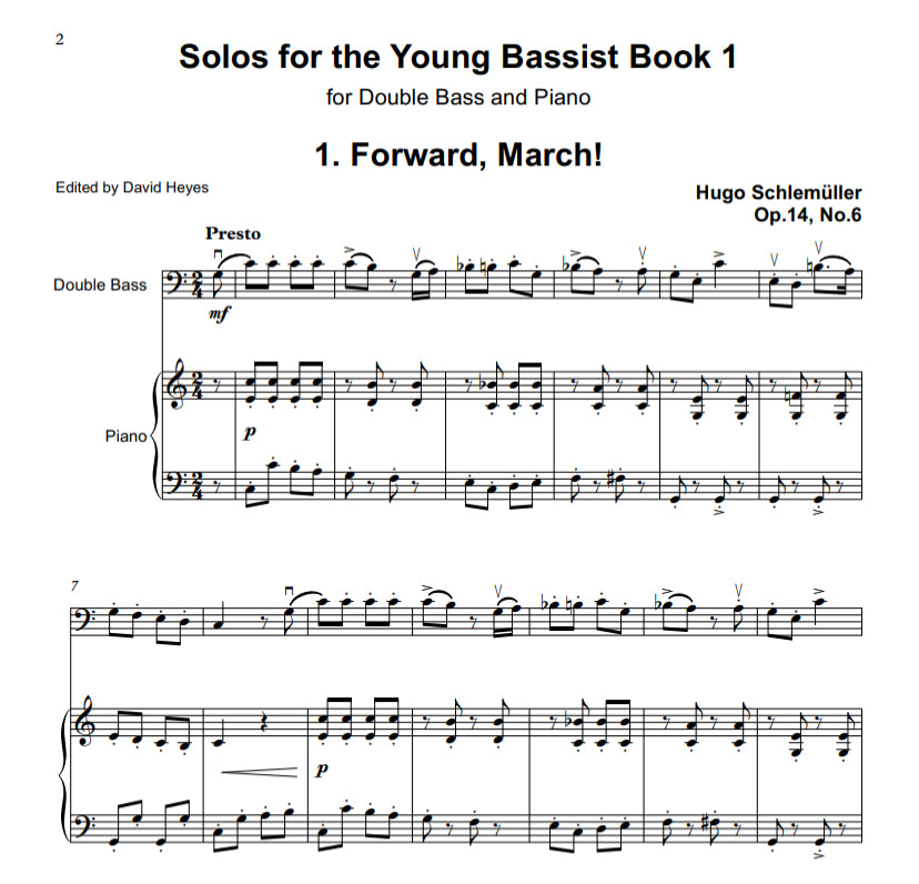 Hugo Schlemüller: Solos for the Young Bassist for double bass & piano (edited by David Heyes)