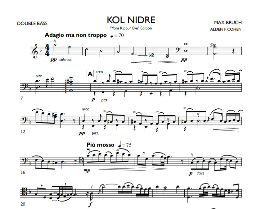 Max Bruch: Kol Nidre for solo double bass & cello and db (arranged by Alden Cohen)