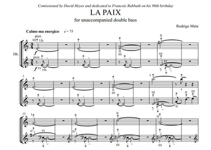 Rodrigo Mata: La Paix for solo double bass