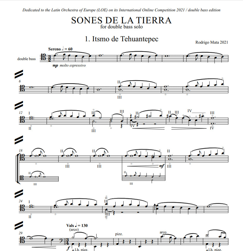 Rodrigo Mata: Sones de la Tierra for solo double bass – Double