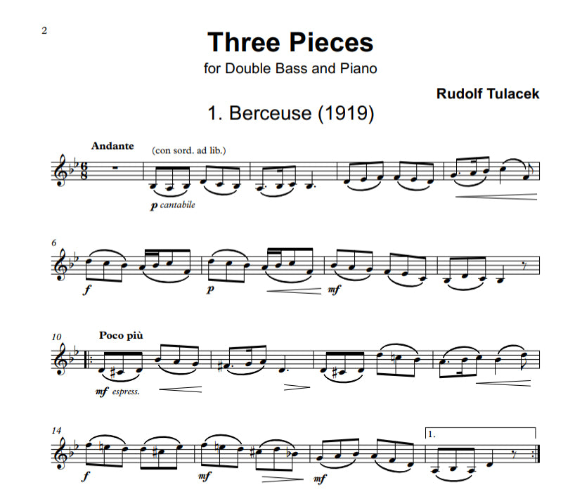 Rudolf Tuláček: Three Pieces for double bass and piano