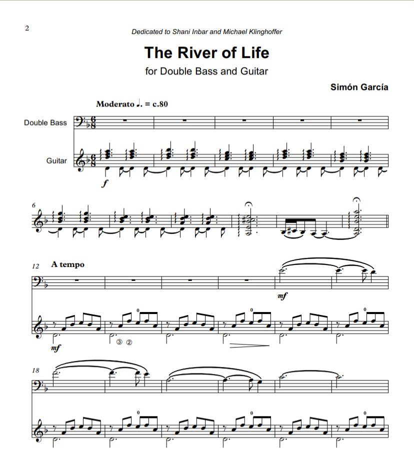 Simón García: The River of Life for double bass & guitar