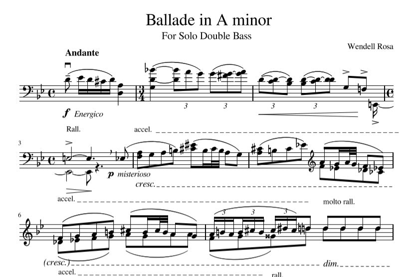 Wendell Rosa: Ballade in A minor for solo double bass