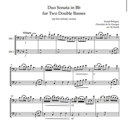 Joseph Bologne: Duo Sonata in Bb for 2 Double Basses