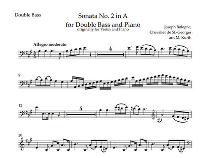 Joseph Bologne: Sonata No. 2 in A for Double Bass and Piano