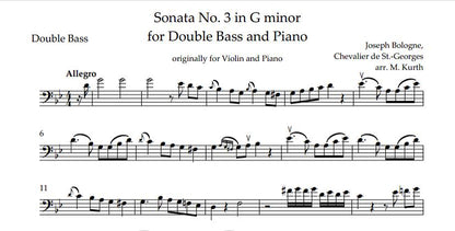 Joseph Bologne: Sonata No. 3 in G Minor for Double Bass and Piano