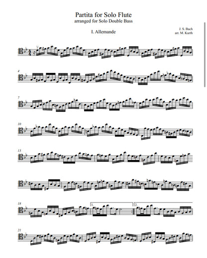 J.S. Bach: Partita for Solo Flute for Solo Double Bass. BWV 1013 (arranged by Michael Kurth)