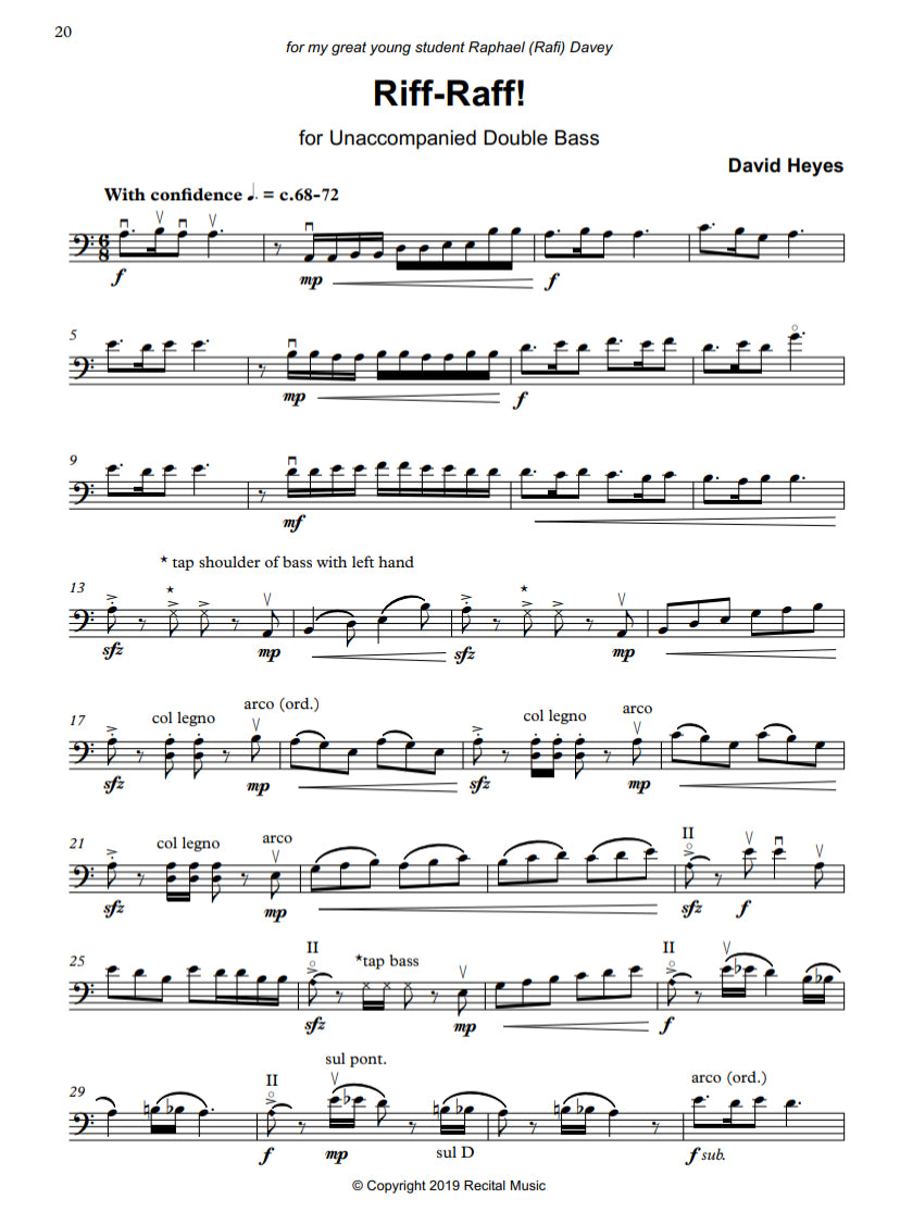 David Heyes: Bass Clef Unaccompanied Solos Book 2: 21 pieces for unaccompanied double bass