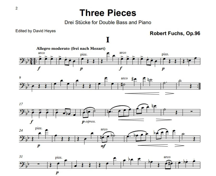 Robert Fuchs: Three Pieces Op.96 for double bass & piano