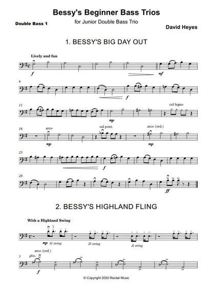David Heyes: Bessy's Beginner Bass Trios for Junior Double Bass Trio
